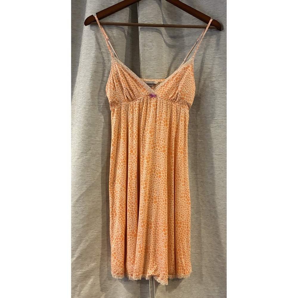Vintage Victoria Secret Y2K Babydoll Fairy Slip Dress Animal Print Orange Small